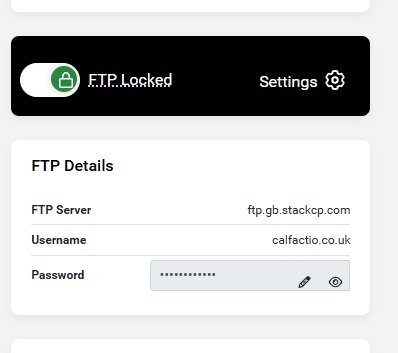 How to unlock FTP in STACK CP